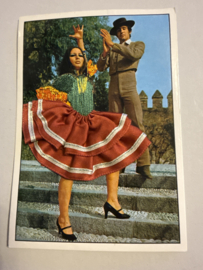Geborduurde souvenir kaarten | Spanje | Rood | Flamenco dansers - stoffen rokje