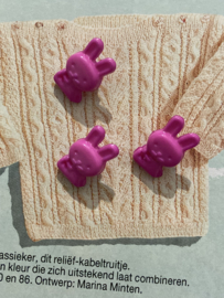 Knopen | Kinderen | Ø 10 mm - Roze-fuchsia: kinderknoopje konijntje