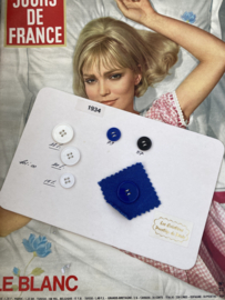Diverse maten | Knopenkaarten | Wit-Blauw | Vertegenwoordigerskaart | Les Creations Prestige de Paris - Kaart met voorbeeld knopen wit blauw en zwart