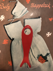 Breien | Vintage rood breivisje zonder garen | 12 cm - jaren '60