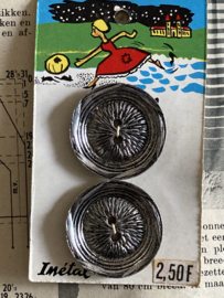 Ø 27 mm | Knopenkaarten | Zilver | IMétal vintage kaartje - meisje met bal