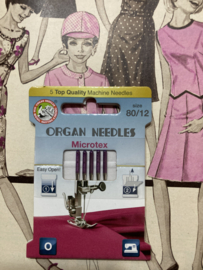 Naaimachinenaalden | MICROTEX size 80/12 | Pakje met 5 stuks Organ Needles naalden