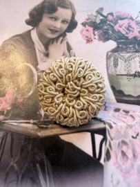 Ø 25 mm - 2,5 cm | Knopen | Beige | Stoffen haute couture knopen - Vintage Stijl beige/champagne koord (Maat 50)