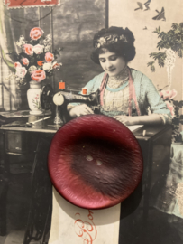 Ø 30 mm | Knopen | Rood | Bordeaux rode knoop schoteltjesvorm jaren '60