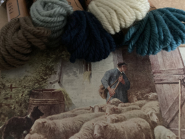 Borduurwol | Grijs-Blauw | SCHEEPJES Cadeauverpakking 5 strengen borduurwol met antieke kaart
