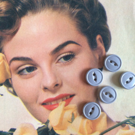 Knopen | Espolite | Grijs | Ø 12 mm - Lichtgrijs: zakje met 12 kleine plastic knoopjes | Vintage jaren '50