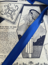 Blauw | Satijnband | 2,5 cm breed x 1 meter - Helderblauw prachtig glanzend biaisband van 100% viscose