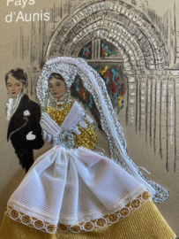 Frankrijk | Kaarten | PAYS D'AUNIS | Geborduurde kaart bruidspaartje