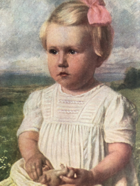 Ansichtkaart | Duitsland | Meisjes | 1918 - Carl Priem - Evchen | Meisje met witte jurk en roze haarstrik