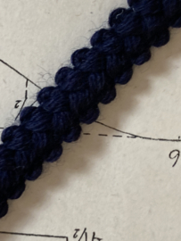 Sierband | Blauw | Effen | Vintage donkerblauw ribbelband - wol (1 cm)
