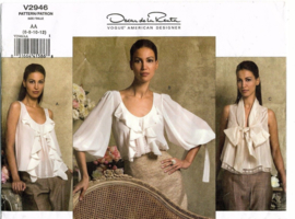 VOGUE American Designer Oscar de La Renta Blouse Pattern V2946 6-12 UNCUT