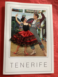 Geborduurde souvenir kaarten | Spanje | Rood | Tenerife - Dubbele Spaanse stoffen rokje kaart flamenco danseres