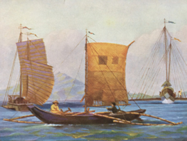 Scheepsvaart | Briefkaart | no. 172 "Zeilschip voor de kust van Manilla". Tegenwoordige tijd. | 1910-1920