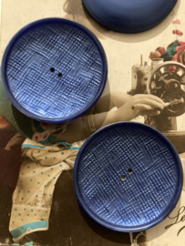 Ø 40 mm | Knopen | Blauw-donker | Grote korenblauwe schotel knoop jaren '60