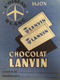 1950 | Protège-cahier Chocolat LANVIN L'oiseau Blanc DIJON - Schrifthoes uit Frankrijk
