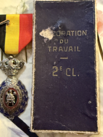 WW II | Onderscheidingen België - medaille | "Décoration du Travail 2 CL" met origineel doosje | Jaren '40
