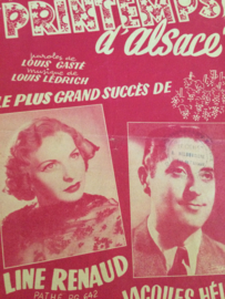 1953 | Muziek | Bladmuziek Printemps d'Alsace - Paroles de Louis Gasté musique de Louis Ledrich | Line Renauld Jacques Hélian | 1953