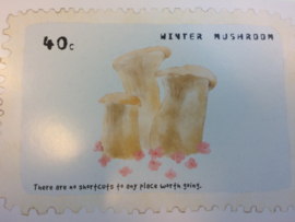 Briefkaart | "Winter Mushroom" - "Being single doesn't mean that you don't know anything about love"