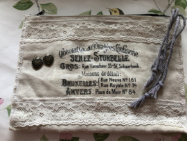 Etui - linnen in brocante style 'Confiserie' (23 x 17 cm)