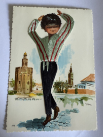 VERKOCHT | Souvenir kaarten Bigeyed | Spanje - Barcelona | Jongen flamenco danser