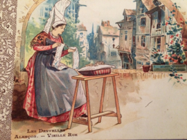 VERKOCHT | Antieke reclamekaart "LUX" E & P Meeus Schooten Margarine reclamekaart Les Dentelles Alencon | ca. 1850