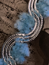 Sierband | Zilver | 02 cm zilverkleurig met lichtblauw zigzag band