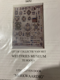 VERKOCHT| Borduurpatronen | Merklappen | Merkwaardig - Merklap van Immetje Cornelisdochter 1652 uit de collectie van het Westfries Museum te Hoorn