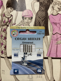 Naaimachinenaalden | UNIVERSEEL size  100/16 | Pakje met 5 stuks Organ Needles Universal naalden
