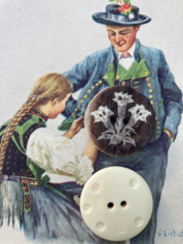 Ø 30 mm | Knopen | Bruin | Zeer bijzondere Trachtknopfe Duitse klederdrachten knopen met edelweiss