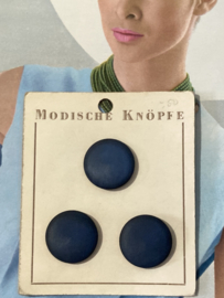 Ø 25 mm | Knopenkaarten | Blauw | Mödische Knopfe: drie vintage bolle effen matte knopen