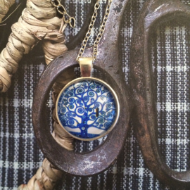 Ketting "Blue Tree" met blauwe levensboom | zilverkleurig