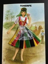 Geborduurde souvenir kaarten | Spanje | Gemengd | Tenerife  meisje met rok