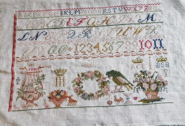 PASTEL | Merklap replica romantische kleuren in roze met vogels, bloemen en prachtige letters