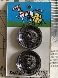 Ø 27 mm | Knopenkaarten | Zilver | IMétal vintage kaartje - Paard en ezeltje