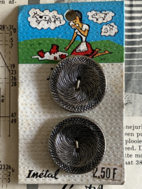 Ø 25 mm | Knopenkaarten | Zilver | IMétal vintage kaartje -picknick meisje