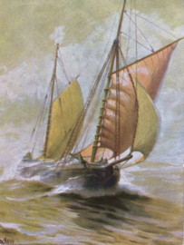 Scheepsvaart | Briefkaart | no. 136 "Kustvaarder met Yawltuig" 1894 | 1910-1920