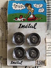 Ø 15 mm | Knopenkaarten | Zilver | IMétal vintage kaartje - krekels bij hutje