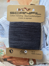 Stopwol | ZWART | Katoenen stopgaren - Cotton mending - baumwollstopfgarn - coton à repriser