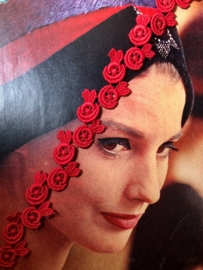 Sierband | Rood | Vintage roosjes sierband uit de jaren '60 (1 cm) per 50 cm