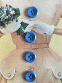 VERKOCHT | Knopen |  Blauw | Ø 12 mm - Espolite  vier gaatjes zakje met 12 kleine plastic knoopjes