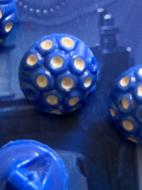 Glasknopen | Blauw | Ø 10 mm | Effen | Duitse glasknopen met gele puntjes