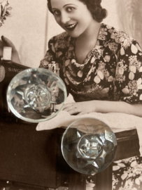Glasknopen | Transparant | Ø 17 mm - vintage EXQUISIT knoop met sterretje (oogje)