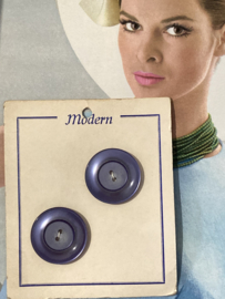 Ø 25 mm | Knopenkaarten | Blauw | Modern - Mödische Knopfe: twee vintage platte knopen