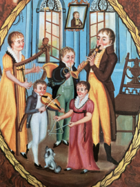 Briefkaarten | Zwitserland | gezin in 1811 met muziekinstrumenten met kostuums