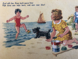 Briefkaarten | Nederland | Kinderen | Kinderen die spelen aan het strand 'Zus en Jan'