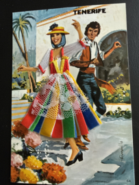 Geborduurde souvenir kaarten | Spanje | Gemengd | Tenerife  flamenco dansers