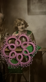 Applicaties | Roze | 4 x 4 cm | Handgemaakte frivolité bloemen