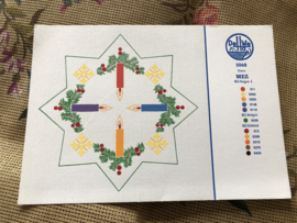 Borduurpatronen | Kerst | MEZ DellWea | Stern Pelgarn 3 - 5068  - kleurenkaart Kersttafereel Kersttakjes en kaarsje