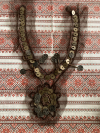 Hals applicaties | Handgemaakte Bedoeïenen hals applicatie brons bloem met muntjes