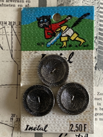 Ø 22 mm | Knopenkaarten | Zilver | IMétal vintage kaartje - gelaarsde kat